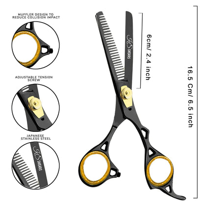 6.5 INCH PROFESSIONAL BARBER HAIR THINNING SHEARS (BLACK)
